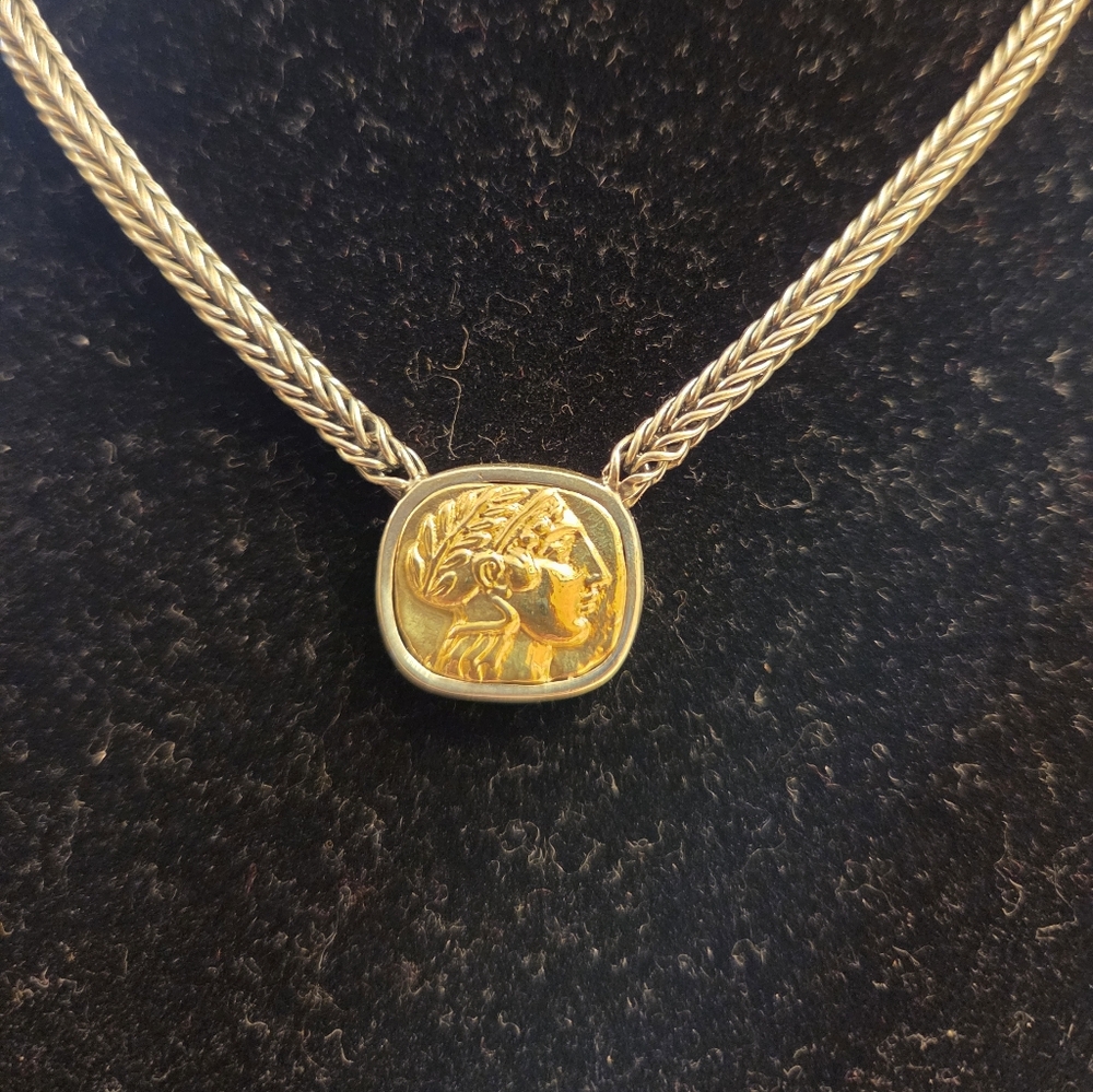 Esti Frederica Sterling Silver And 18k Gold Neoclassic Cameo Necklace